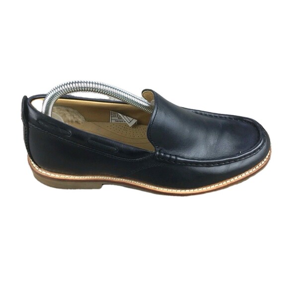 UGG Via Ponte Loafers Shoes Men/Boys Size 7.5 Black Slip On Moc Toe Leather - Picture 1 of 16